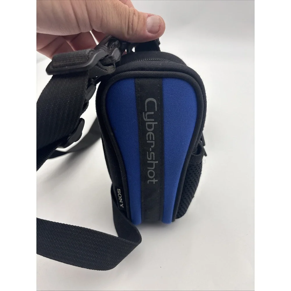 Sony Cyber-Shot Camera Case Pouch Blue Black Soft Padded Bag with Strap